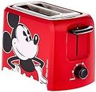 Disney Mickey Mouse 2-Slice Toaster by Select Brands - Mickey Mouse Toaster for Disney Kitchen Accessories - Features Crumb Tray & High Rise Toast Lift - Gift for Disney Lovers - Red