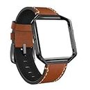 Cynmir Leather Strap Compatible Fitbit Blaze Smart Watch, Genuine Leather Replacement Band with Metal Frame Small & Large for Women Men, Champagne Gold, Rose Gold, Grey, Beige, Rose Pink