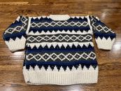 Ecuador Wool Sweater Women XL Hand Knit Chunky Oversized Ecuadorian Pullover