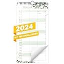 Planer für Zwei (Wandkalender 2024 mit 3 Spalten 21x40cm) - Partnerkalender für Paar - Paarkalender mit drei Spalten - Kalender zum Aufhängen für zwei Personen (ganzes Jahr 2024) - Eukalyptus