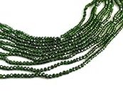 Shupre Jewelry Dark Green Transparent Tyre/Rondelle Faceted Crystal Beads (2 mm) (1 String) for Jewellery Making, Beading, Embroidery, Art and Craft