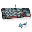 Mechanical Gaming Keyboard, MageGee 104 Keys Blue Backlit Gaming Keyboards with Blue Switch, USB Wired Mechanical Computer Keyboard for Laptop, Desktop, PC Gamers(Black & Gray)