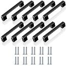 10pcs Kitchen Cupboard Handles 128mm Black Iron, Sturdy and Durable Bathroom Handles Set Easy to Install, T Pull Handles for Drawers Cabinet Doors Garden Gate Shed (20pcs Screws Included)