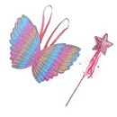 Totority 2 Pcs 1 Set Costume Props Accesorios Para Girls Clothing Cosplay Accessories Halloween Costume Wings Kids Wand Butterfly Wings Elastic Wings Stylish Fairy Stick Stage Clothes