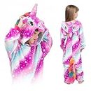 ZOLTA Jumpsuit Onesie für Kinder - Sanft Kuschelig Unisex Pyjama - Warme Schlafanzug - Karneval Kostüm - Kostüm Einhorn Motiv für Mädchen und Jungen - Größe S - Lila Pegasus