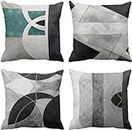ZHILING Boho Set of 4 cushion covers Mid Century Bohemian Abstract Minimalist Geometric Vintage Nordic Decorative Pillow Cases Home Decor Standard Square 18x18 Inches