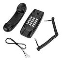 MEZON Wall Mount Telephone, Desktop Corded Phone with Mute/Pause/Redial Function, Clear Call Voice, Mini Lightweight Landline, for Office Home Hotel School (Black)
