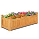 Costway Wooden Rectangular Planter Box Raised Garden Bed For Plants w/ 4 Corner Drainage Wood in Brown | 14 H x 43.5 W x 16 D in | Wayfair GT3928OR