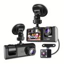 3 Channel Dash Cam Front And Rear Inside, 1080p Dash Cam Ir Night Vision, Loop Recording Car Dvr Camera 3 Lens With 2 Inch Ips Screen 3 Car Dashcam, Car Black Box Recording At Same Time