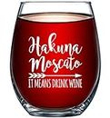 Hakuna Moscato Funny Stemless Wine Glass 15oz - Unique Christmas Gift Idea for Her, Mom, Wife, Girlfriend, Sister, Grandmother, Aunt - Perfect Birthday Gifts for Women