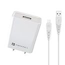 Portronics Adapto 62 M 2.4A 12W Fast Wall Charger with 1M Micro USB Cable, BIS Certified, Made in India, Single USB Charging Adapter for iPhone 11/Xs/XS Max/XR/X/8/7/6/Plus, iPad Pro/Air 2/Mini 3/Mini 4, Samsung S4/S5, and More(White)