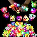 Animal Light up Rings Flashing LED Bumpy Jelly Ring Light-Up Toys 24 Pack