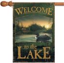 Toland Loon Lake Welcome 28x40 Rustic Lakeside Cabin Outdoors Bird House Flag
