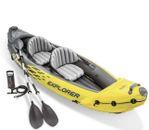 Intex Explorer K2 Kayak 2 Person Inflatable Canoe Boat with Pump - Yellow/ Black