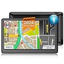 Jimwey Bluetooth UK Sat Nav for Car, 7 inch GPS Navigator 2024 UK Europe Maps, Lifetime Free Updates, Truck GPS Navigation with Handsfree Calling, Postcode, Speed Camera Alert, Lane Assist (BT-7)