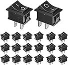 XCOZU 20pcs On Off Rocker Switch,Mini SPST Toggle Switch 2 Pin 2 Position AC 10A/125V 6A/250V,Inline Press Button Rocker Switch for Car Auto Boat Household Appliances Black