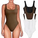 Women's Bodysuits Summer Tank Tops 3 Pieces Ribbed Seamless Sculpting Thong Tummy Control Shapewear Sleeveless Strap Body Shaper Tank Top