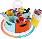 Lazy Susan Kids Desk Organizer -  Rotating Art Supply Organizer & Crayon Holder
