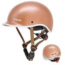 OTTEXPO Bike Helmets for Adult, Retro Adustiable Helmets with Light, Lightweight Bicycle Sporty Helmets (Rose Gold, Large)
