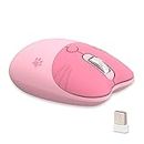 Lomiluskr Cute Cat Wireless Mouse, Lightweight Soundless Mouse, 2.4G Wireless Mice, Candy Colors, Kawaii Mouse for Girls and Kids (Pink)