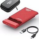 2.5 inch Hard Drive Enclosure Type c, PiBOX India 6Gbps USB 3.1 to SATA III Tool-Free External Hard Drive Case Enclosure for 7mm/9.5mm 2.5" SSD Laptop HDD with UASP for Samsung WD, Xbox PC TV - RED