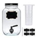 Accguan Drink Dispenser,1-Gallon Glass Beverage Dispenser with Black Lid and Stainless Steel Spigot,Mason Drink Dispenser for Parties,Wedding,Picnics,Barbecues and Daily,1 pack