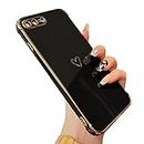ZTOFERA Compatible with iPhone 7 Plus/iPhone 8 Plus Case for Girls Women, Flexible Silicone Protective Phone Case with Cute Love Heart Pattern Golden Edging Shockproof Bumper Cover, Black