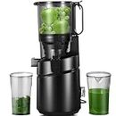 AMZCHEF 250W Automatic Slow Juicer Free Your Hands -135MM Opening and 1.8L Capacity Juicer for Whole Fruit and Vegetable, Professional Juicer with Triple Filter, Silent Motor and Safety Lock - Noir