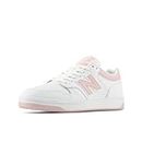 New Balance Unisex-Adult BB480 V1 Court Sneaker, White/Orb Pink, 7.5 US