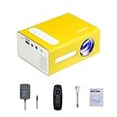 VCHIP Mini Projector, Portable Projector 100" Screen Supported, Full HD Outdoor LED Movie Projector for Home Theater, Party Game, Projector Compatible with USB/TF/HDMI/AV/PS4, Smartphone, Yellow