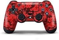Elton PS4 Controller Designer Skin for Sony PlayStation 4 , PS4 Slim , Ps4 Pro DualShock Remote Wireless Controller - Digicamo Red , Skin for One Controller & 2 Anti-slip Thumb Stick Caps Only