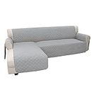 Easy-Going Sofa Slipcover L Shape Sofa Cover Sectional Couch Cover Chaise Lounge Cover Reversible Sofa Cover Furniture Protector Cover for Pets Kids Children Dog Cat (Large,Light Gray/Light Gray)