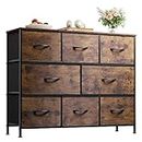 WLIVE Fabric Dresser for Bedroom - Storage Drawer Unit as TV Stand for 32-43 inch TVs - Wide Dresser with 8 Large Deep Drawers for Office, College Dorm, Rustic Brown