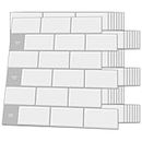 Art3d Backsplash Tile for Kitchen Peel and Stick, 10-Sheet Stick on Subway Tiles for Kitchem, Bathroom Back Splashes, 12"x12", White with Gray Grout