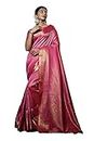Vardha Sarees for Women Raw Silk Banarasi Saree | Indian Diwali Wedding Gift Woven Sari & Unstitched Blouse, rose, Einheitsgröße