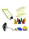 Tasco Sports Plastic Football Training Kit Combo of 4 Mtr Ladder, (20 Soccer Cone 2inch '6 inch 12 Marker Cone '6inch 6 Hurdle ' 1 perashute for All Age Group Pack of 1