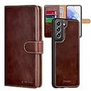 PULOKA Samsung Galaxy S22 Plus PU Leather Wallet Flip Case Cover with Detachable 2 in 1 Function – Brown