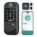 WiFi Keyless Front Door Lock: SMONET Fingerprint Entry Smart Locks, App Remote Control for Rental, Digital Keypad Bluetooth Deadbolt Lock with Alexa Auto Lock Notification Code Fob for Home, Black