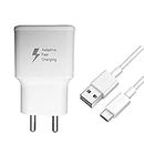 18W Type-C Charger For Sam-sung Galaxy S10 Charger Original Adapter Like Wall Charger | Mobile Charger | Qualcomm QC 3.0 Quick Charge Adaptive Fast Charging, Rapid, Dash, VOOC, AFC Charger With 1m Type C Data Cable (White, SMG, 2.4 Amp, B5)
