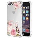 Jhxtech Phone Case for iPhone 6 Plus Case, iPhone 6S Plus, Apple 6 Plus girls women, Slim Shockproof Clear Floral Pattern Soft Flexible TPU Protective Cover for Apple iPhone 6 Plus Rose Flower