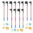 12PCS 12V 16AMG Car Add-a-Circuit Fuse Tap ATO/APM/APS/ATR Dual Slot Fuse Holder with Wire Harness+12PCS 5A Low Profile Mini/Standard&15A Mini&20A Micro2 Blade Fuse Kit Fit Car Truck Boat