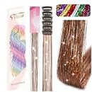YDDM 12 Pcs Clip in Hair Tinsel Kit,Glitter Tinsel Hair Extensions, Festival Gift Tinsel Fairy Hair Extension Party Dazzle Hair Accessories Strands Kit for Women Girls Kids