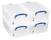 Really Useful Plastic Storage Box 9 Litre Clear (Pack of 4)