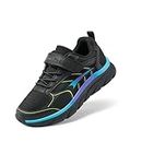 DREAM PAIRS Boys Girls Tennis Running Shoes Kids Breathable Athletic Sports Gym Sneakers for Little/Big Kid,Size 1 Little Kid,Black/Blue,SDRS2326K
