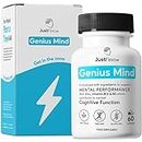 JustFloow Genius Mind® Nootropic Brain Supplement, Support Cognitive Function, Energy Levels, Focus & Memory Function - 17 Brain Boosting Ingredients Including Lions Mane, Bacopa, Ginkgo & Vitamin B12