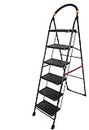 ORRIL Ladder, Ladder for Home, Ladder 6 Step for Home Steel Foldable, Step Ladder, Steel Folding Step Ladder for Home, Wide Anti-Skid Steps, Milano Steel, 6 Step (Black)