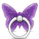 TACOMEGE Bling Glitter Phone Grip, Butterfly Cell Phone Ring Holder Stand Purple for Women Girls, Compatible with Smartphone, Tablet, E-Reader, Etc