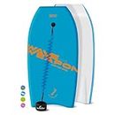 Own The Wave 41" Body Board for Kids and Adults - HDPE Slick Bottom & EPS Core - Lightweight Body-Board for Beach and Surfing - Comes with Coiled Arm Leash and Fin Leash (Blue & Orange)