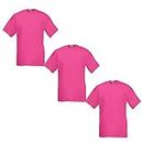 Fruit of the Loom Men's Valueweight Tee-3 Pack T-Shirt, Pink (Fuchsia 0), Large (Size:Large) (Pack of 3)