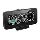 Hopbucan For All Cars M60 Car GPS HUD Speedometer Intelligent Inclinometer Off-Road Speed Display Tilt Pitch Angle Compass, black